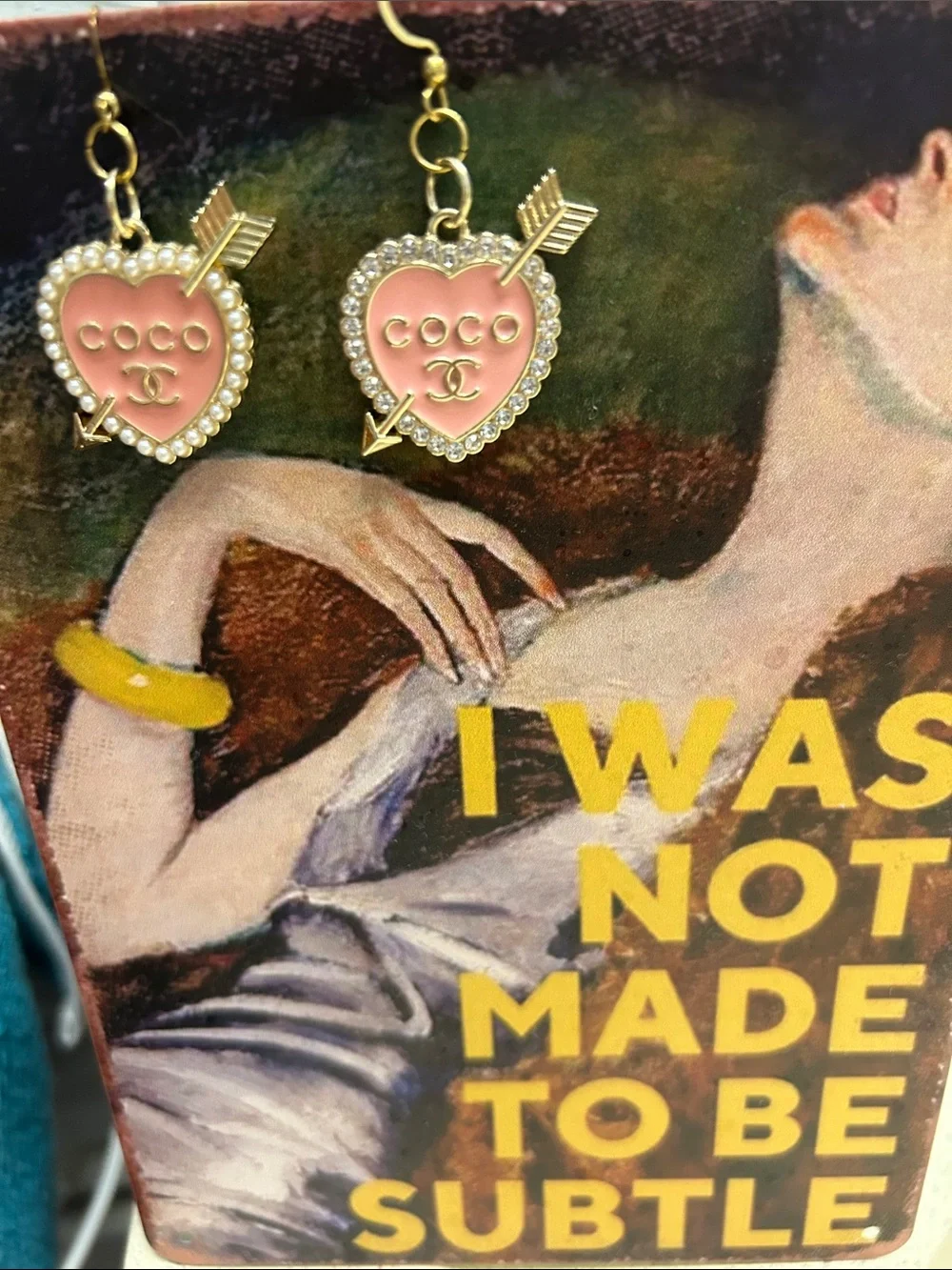 Carrie Fairy Designs Repurposed Pink Charm Earrings Designer Inspired